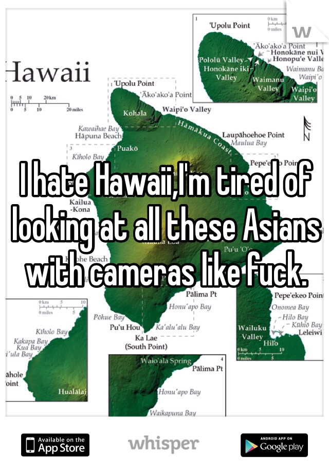 I hate Hawaii,I'm tired of looking at all these Asians with cameras like fuck.