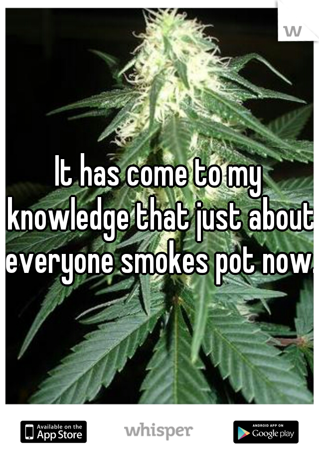 It has come to my knowledge that just about everyone smokes pot now. 