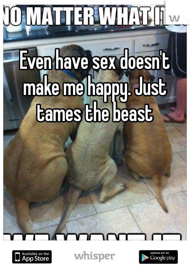 Even have sex doesn't make me happy. Just tames the beast