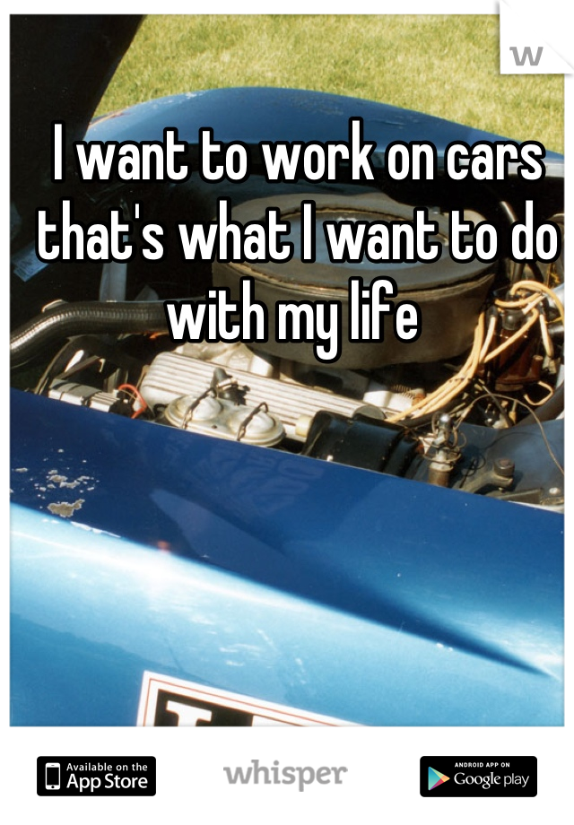 I want to work on cars that's what I want to do with my life 