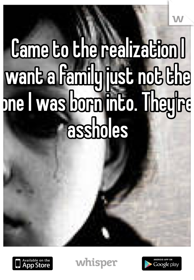 Came to the realization I want a family just not the one I was born into. They're assholes 