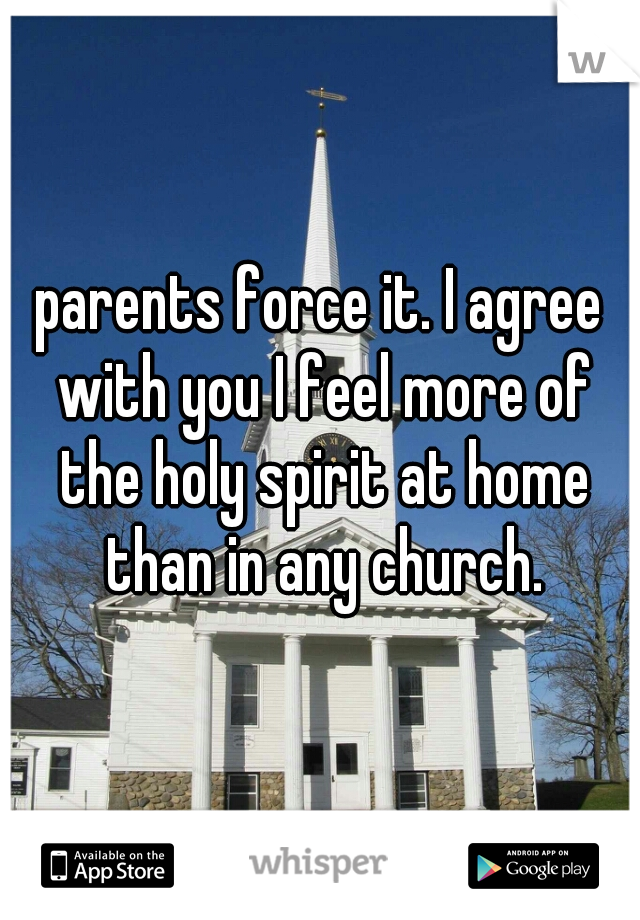 parents force it. I agree with you I feel more of the holy spirit at home than in any church.