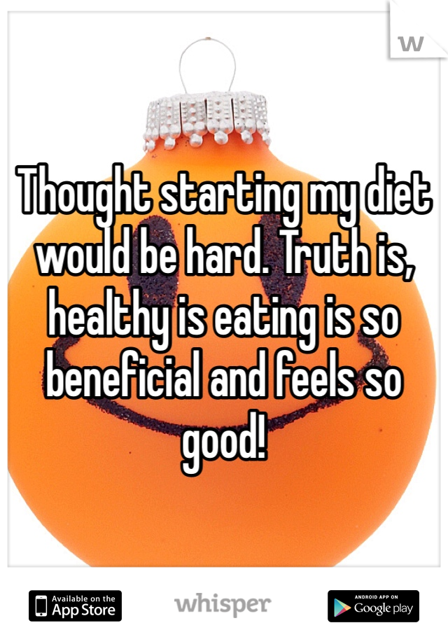 Thought starting my diet would be hard. Truth is, healthy is eating is so beneficial and feels so good! 
