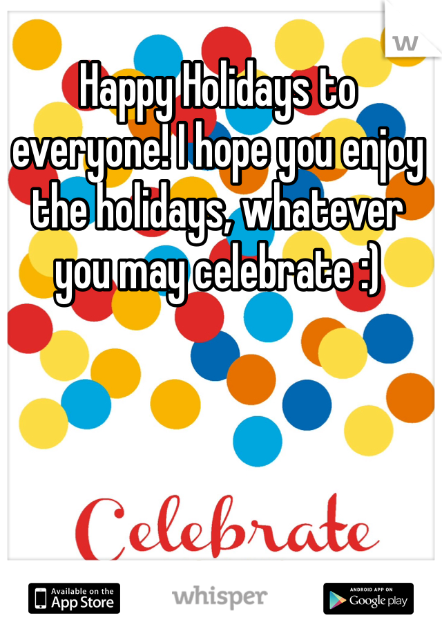 Happy Holidays to everyone! I hope you enjoy the holidays, whatever you may celebrate :) 