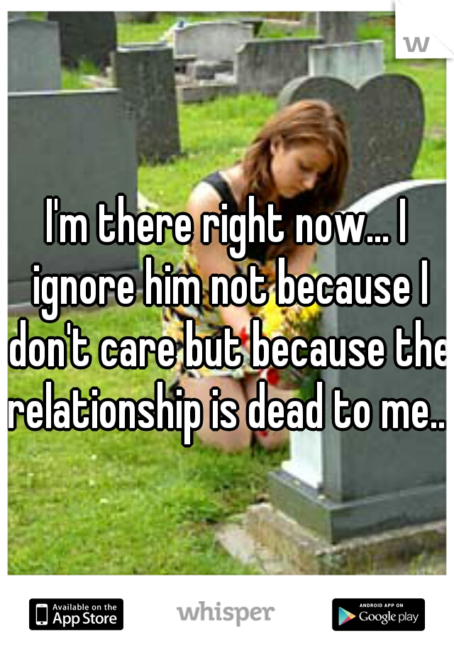 I'm there right now... I ignore him not because I don't care but because the relationship is dead to me....