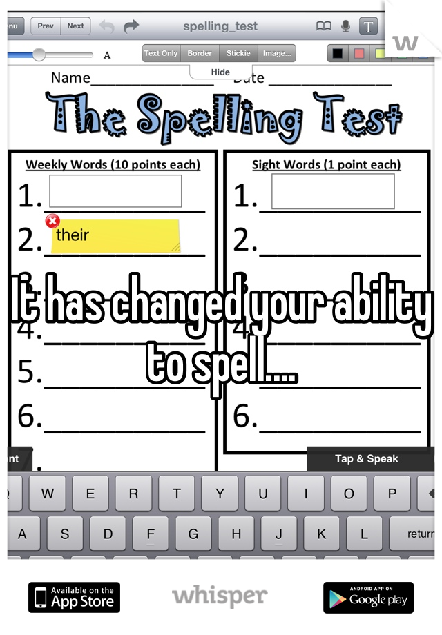 It has changed your ability to spell....