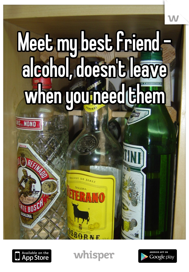 Meet my best friend - alcohol, doesn't leave when you need them