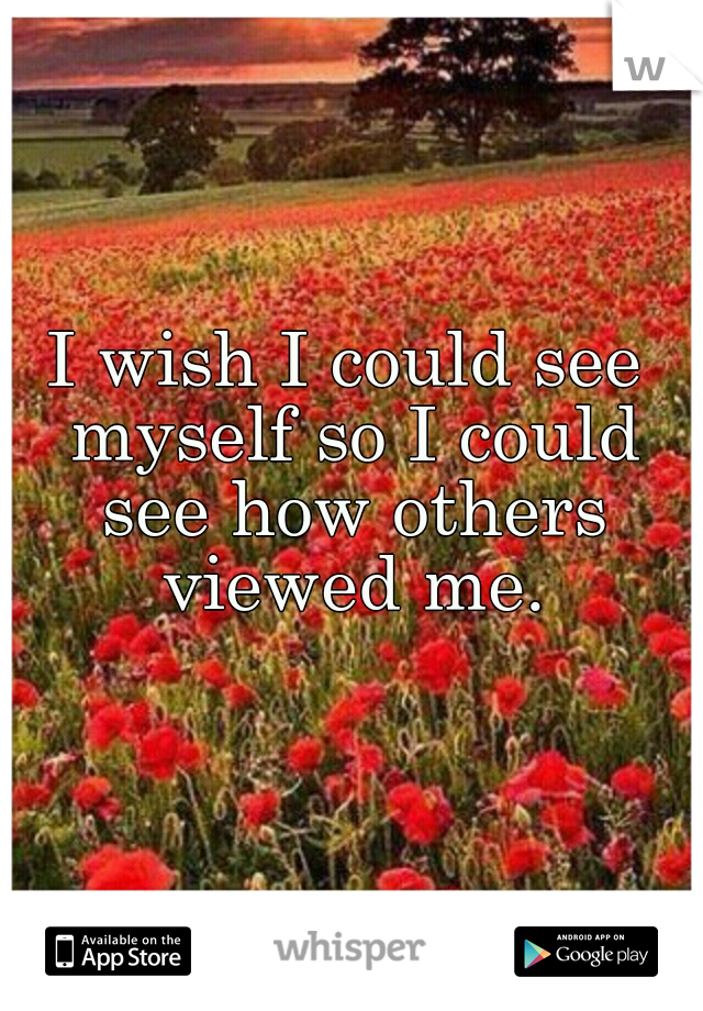 I wish I could see myself so I could see how others viewed me.