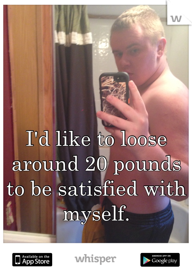 I'd like to loose around 20 pounds to be satisfied with myself.