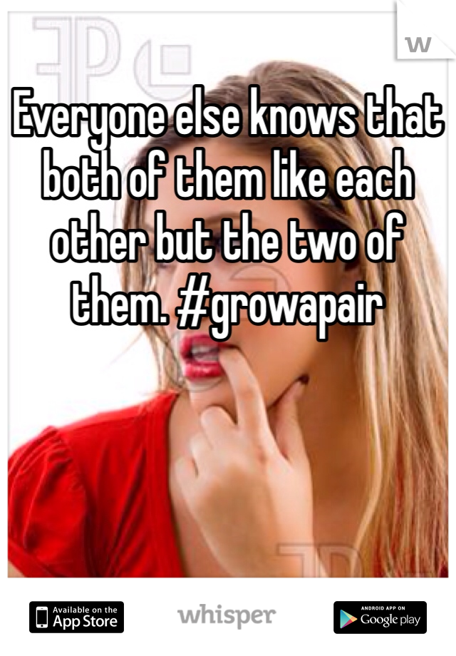 Everyone else knows that both of them like each other but the two of them. #growapair