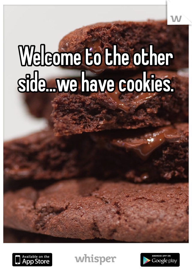 Welcome to the other side...we have cookies.