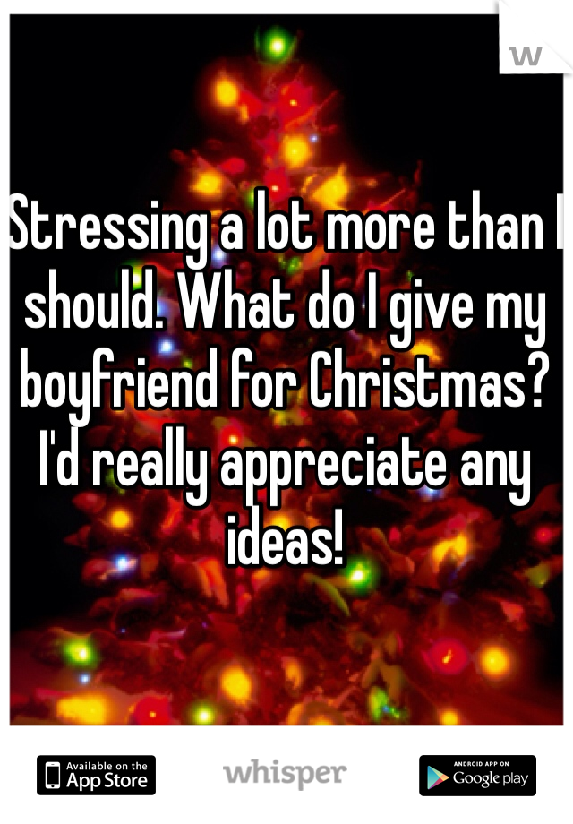 Stressing a lot more than I should. What do I give my boyfriend for Christmas? I'd really appreciate any ideas! 