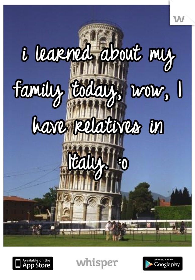 
i learned about my family today, wow, I have relatives in Italy. :o