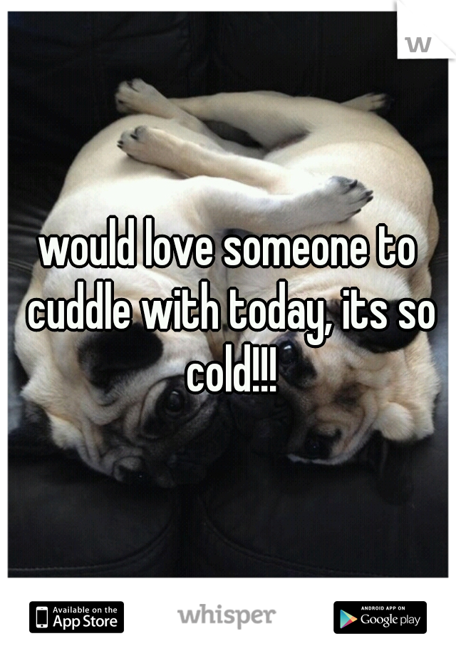 would love someone to cuddle with today, its so cold!!!