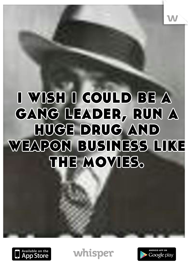 i wish i could be a gang leader, run a huge drug and weapon business like the movies.