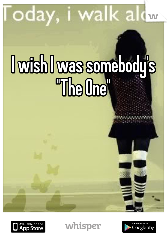 I wish I was somebody's "The One"