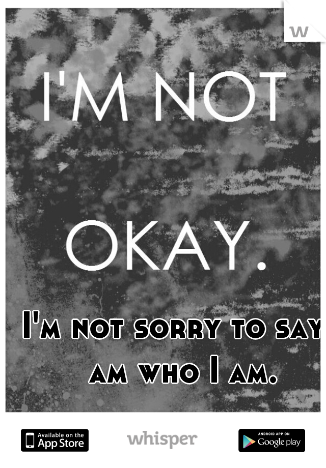 I'm not sorry to say I am who I am. 