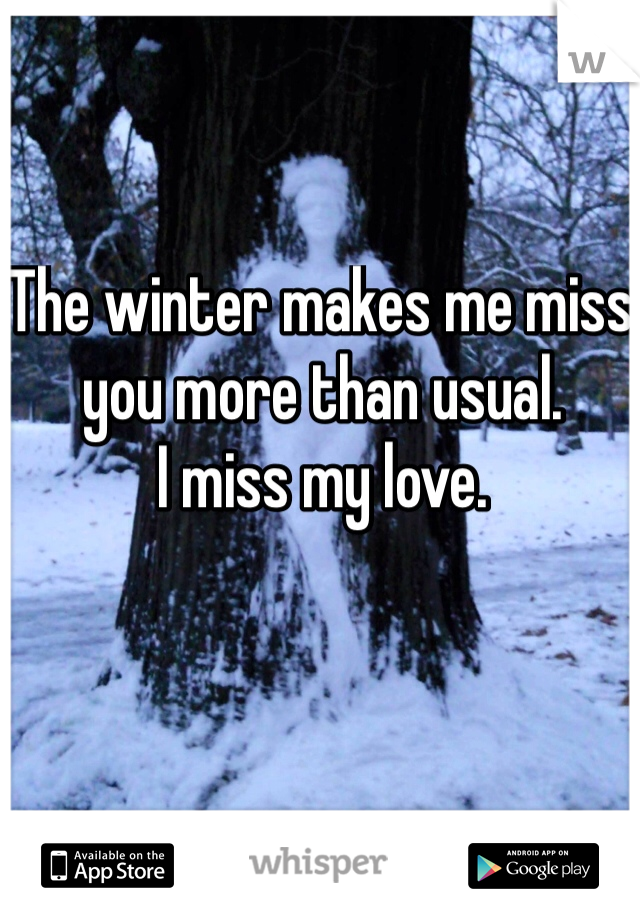 The winter makes me miss you more than usual. 
I miss my love. 