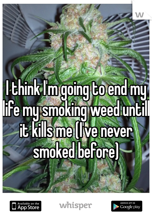 I think I'm going to end my life my smoking weed untill it kills me (I've never smoked before)