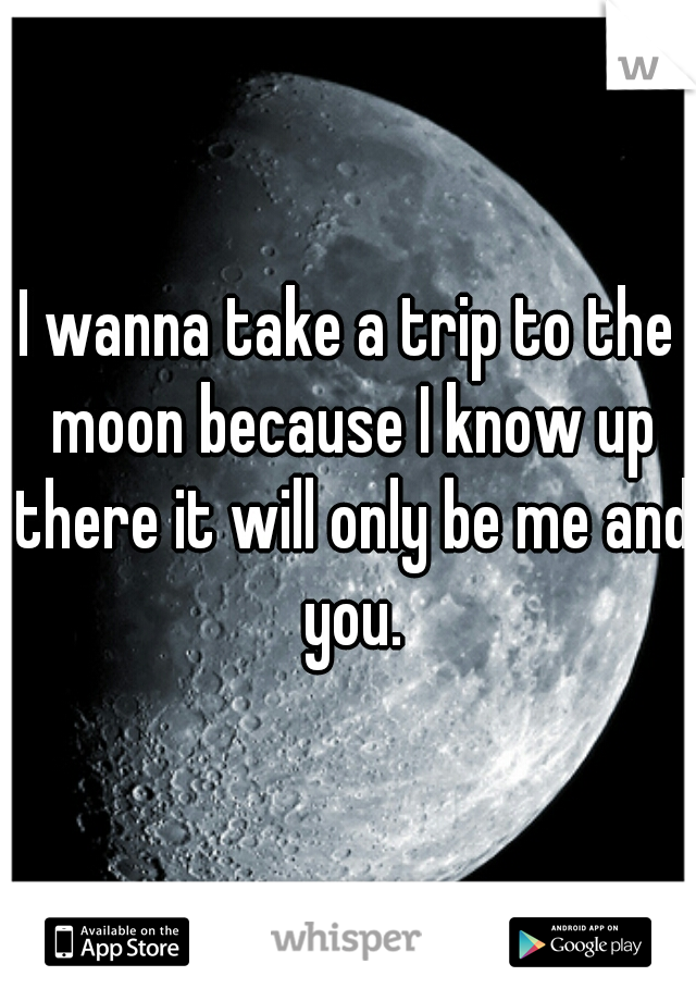 I wanna take a trip to the moon because I know up there it will only be me and you.