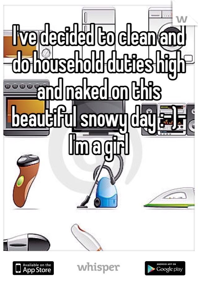 I've decided to clean and do household duties high and naked on this beautiful snowy day :-)- I'm a girl