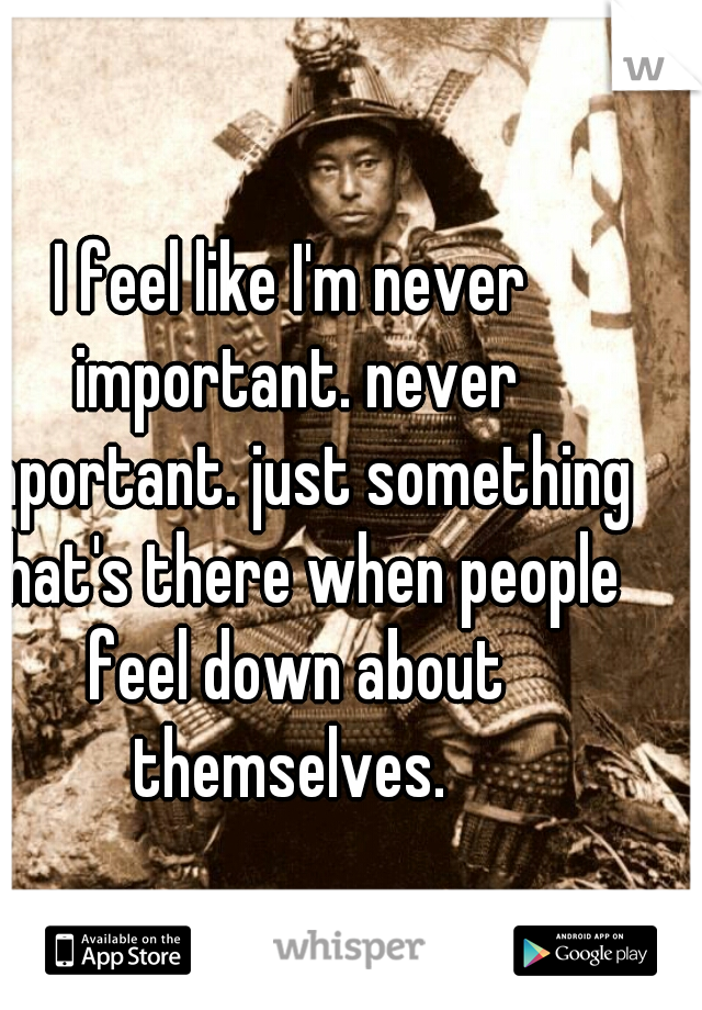 I feel like I'm never important. never important. just something that's there when people feel down about themselves. 