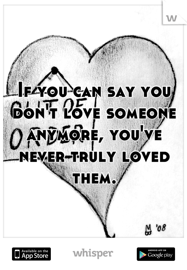If you can say you don't love someone anymore, you've never truly loved them.