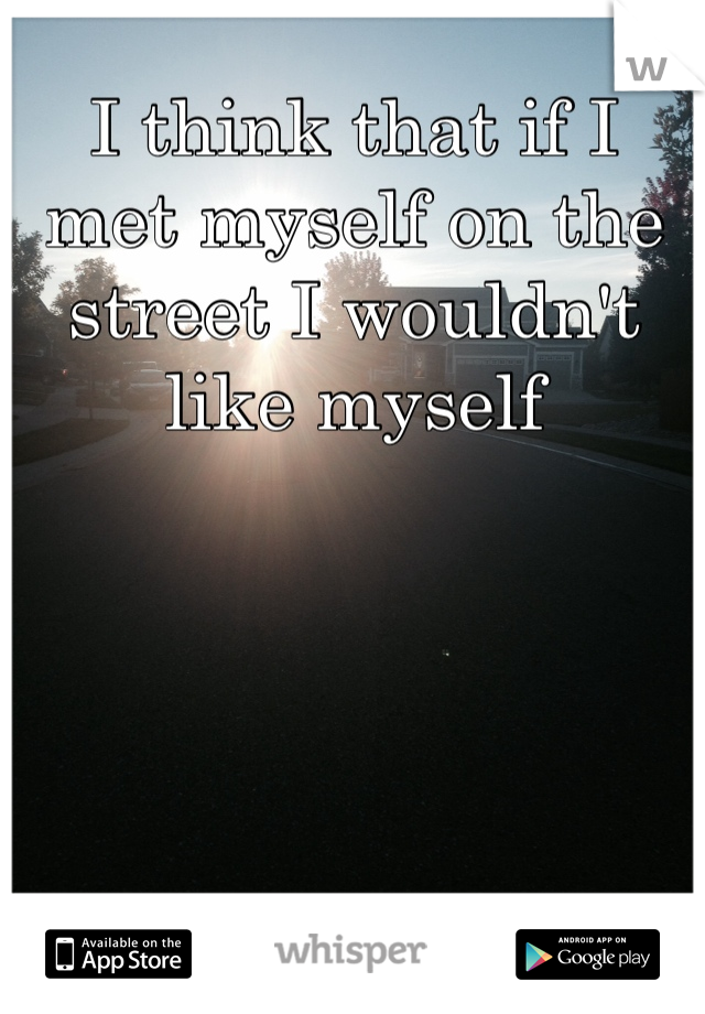 I think that if I met myself on the street I wouldn't like myself