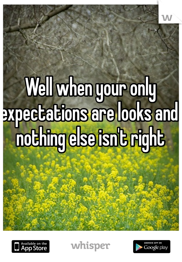 Well when your only expectations are looks and nothing else isn't right