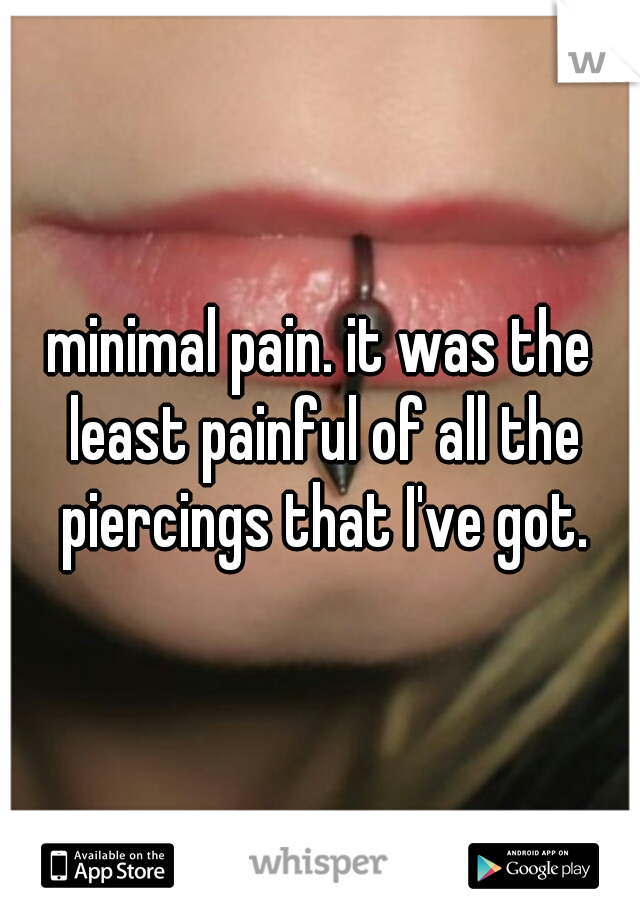minimal pain. it was the least painful of all the piercings that I've got.