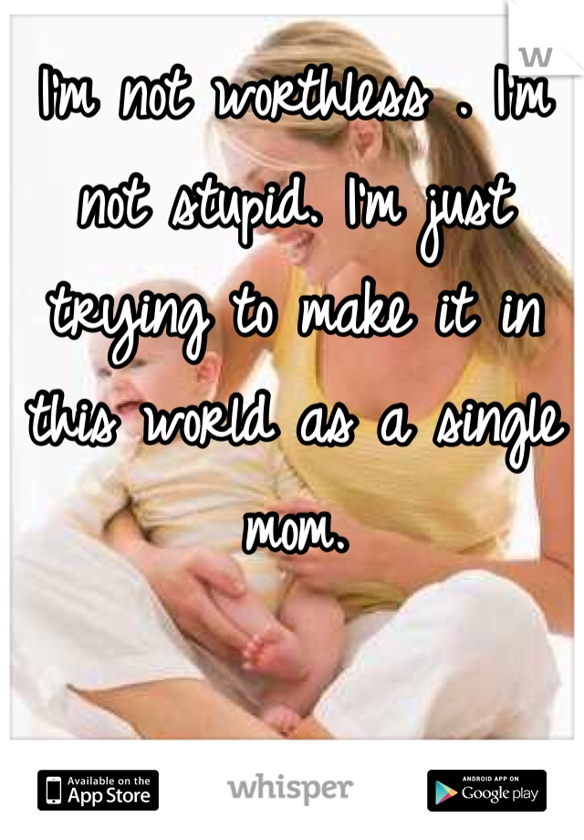 I'm not worthless . I'm not stupid. I'm just trying to make it in this world as a single mom. 