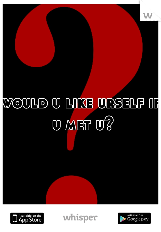 would u like urself if u met u?