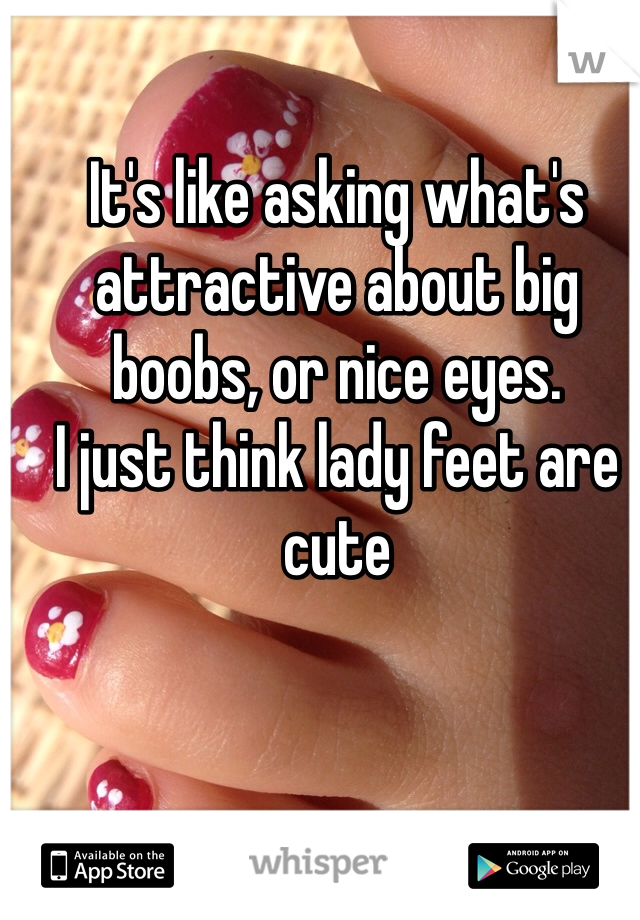 It's like asking what's attractive about big boobs, or nice eyes. 
I just think lady feet are cute 