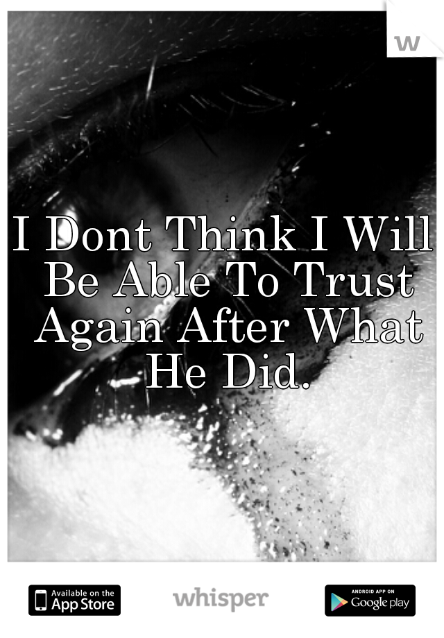 I Dont Think I Will Be Able To Trust Again After What He Did.