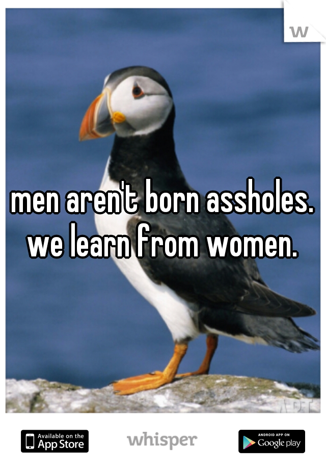 men aren't born assholes.
we learn from women.