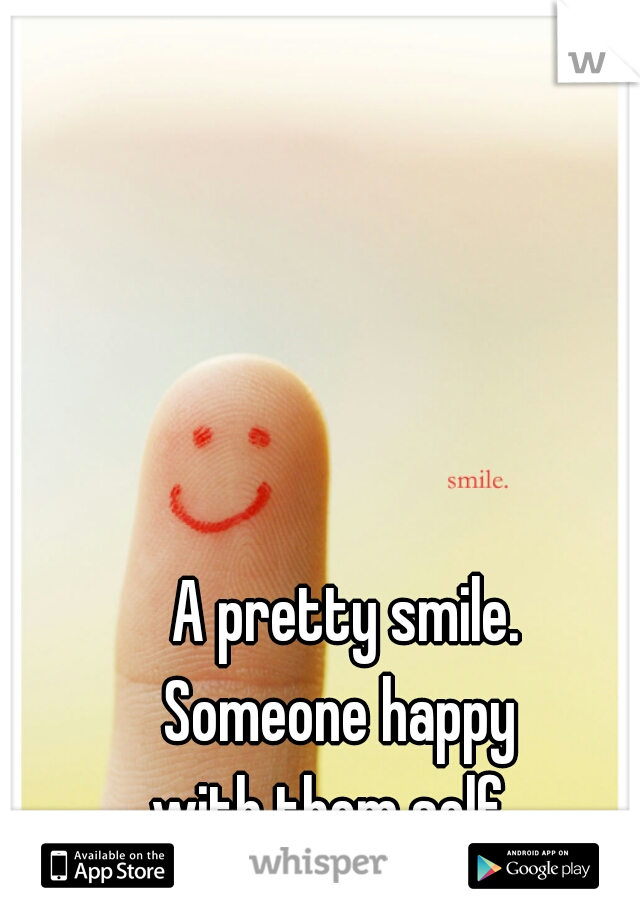   A pretty smile.
 Someone happy
 with them self. 