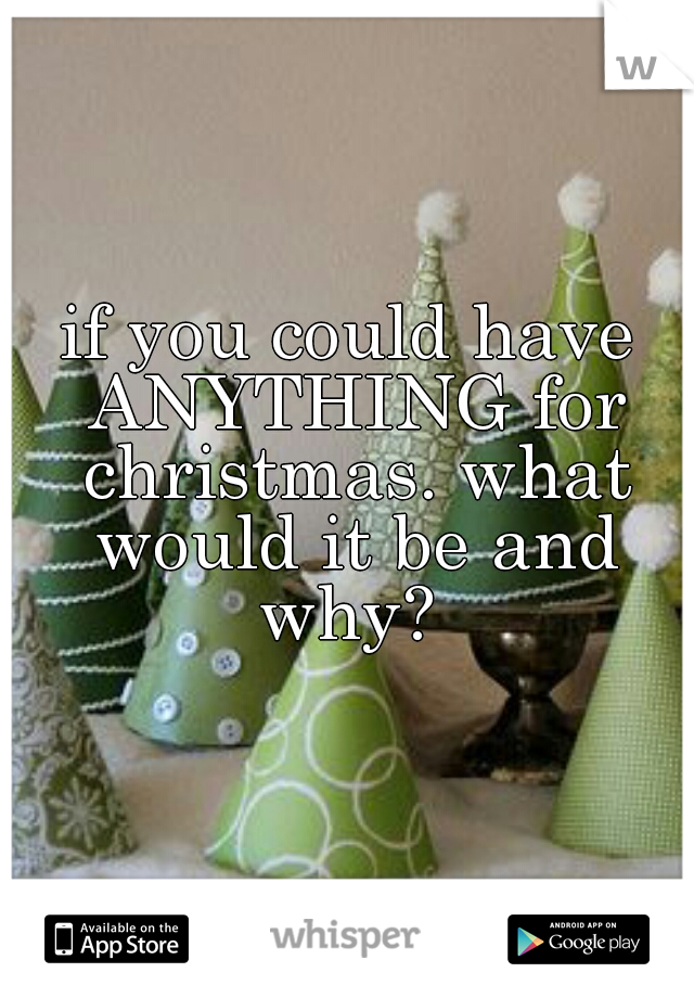 if you could have ANYTHING for christmas. what would it be and why? 