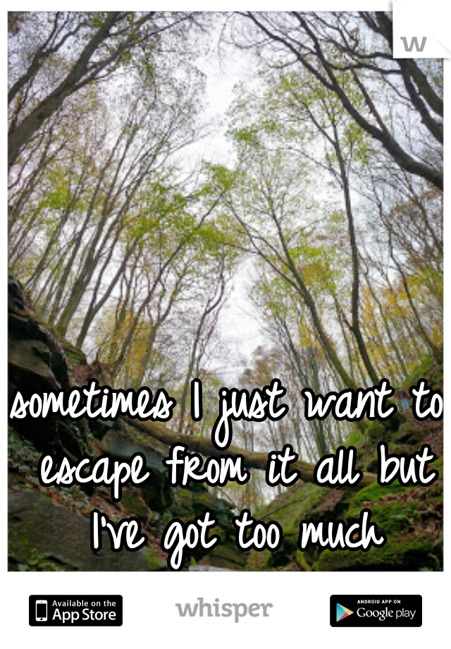 sometimes I just want to escape from it all but I've got too much relying on me 