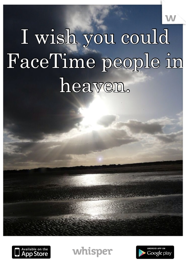 I wish you could FaceTime people in heaven. 