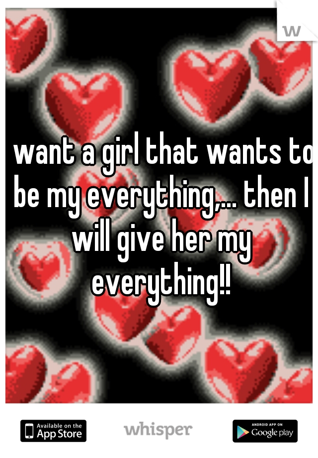 I want a girl that wants to be my everything,... then I will give her my everything!!