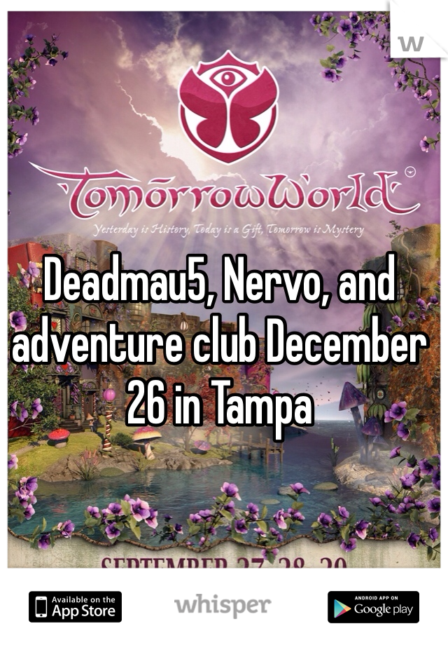 Deadmau5, Nervo, and adventure club December 26 in Tampa