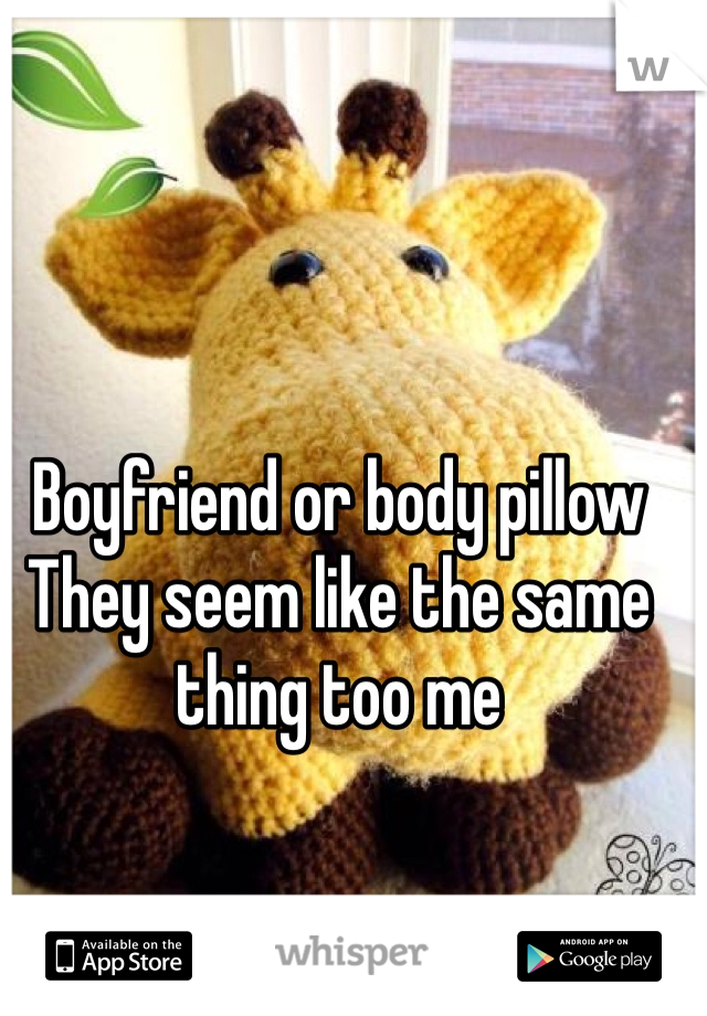 Boyfriend or body pillow
They seem like the same 
thing too me