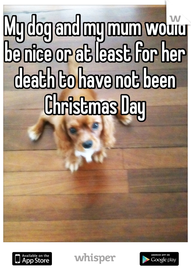 My dog and my mum would be nice or at least for her death to have not been Christmas Day 
