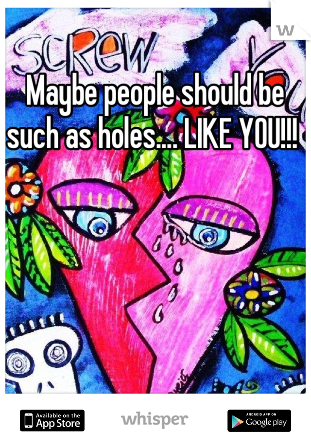 Maybe people should be such as holes.... LIKE YOU!!! 
