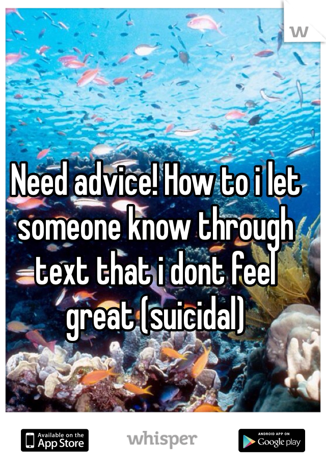 Need advice! How to i let someone know through text that i dont feel great (suicidal)
