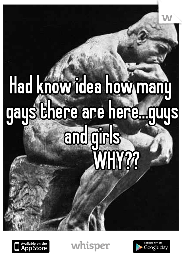 Had know idea how many gays there are here...guys and girls
              WHY??