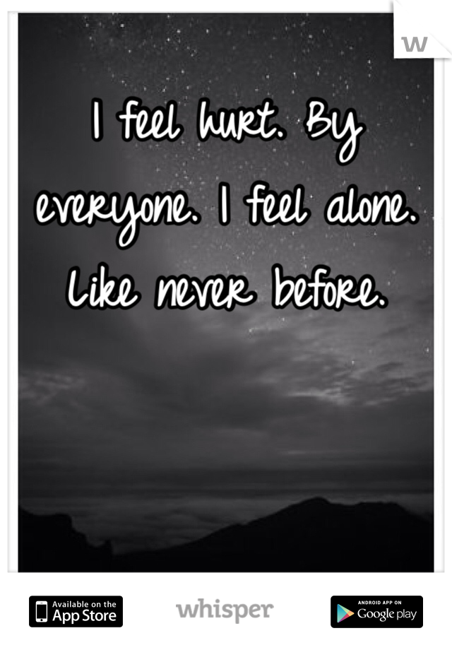 I feel hurt. By everyone. I feel alone. Like never before.