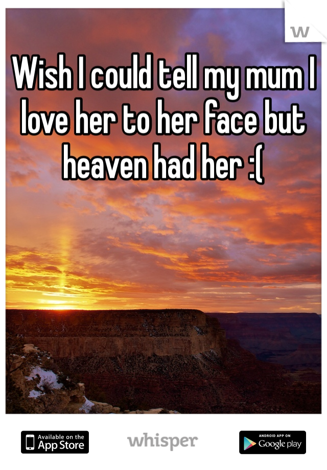 Wish I could tell my mum I love her to her face but heaven had her :(