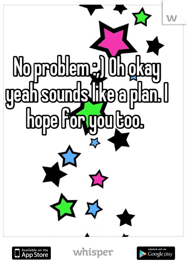 No problem :,) Oh okay yeah sounds like a plan. I hope for you too. 
