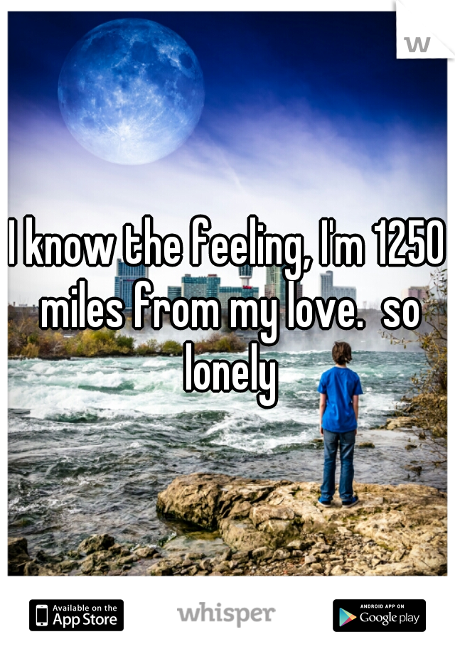 I know the feeling, I'm 1250 miles from my love.  so lonely